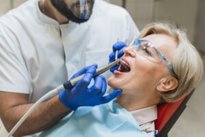 female patient at dental office